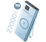Беспроводной внешний аккумулятор MICRODIA SNAPPower™ MagGo LCD 27000 мА·ч, 140 Вт, с магнитным креплением, беспроводной выходной мощностью 15 Вт + выход USB-C PD 140 Вт и 30 Вт + выход USB-A 20 Вт с ЖК-дисплеем