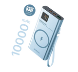 Беспроводной внешний аккумулятор MICRODIA SNAPPower™ MagGo LCD 10000 мА·ч, 93 Вт, с магнитным креплением, беспроводной выходной мощностью 15 Вт + двойной выход USB-C PD мощностью 30 Вт + выход USB-A мощностью 18 Вт с ЖК-дисплеем