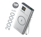 Беспроводной внешний аккумулятор MICRODIA SNAPPower™ MagGo LCD 20000 мА·ч, 158 Вт, с магнитным креплением, беспроводной выходной мощностью 15 Вт + выход USB-C PD 65 Вт и 60 Вт + выход USB-A 18 Вт с ЖК-дисплеем