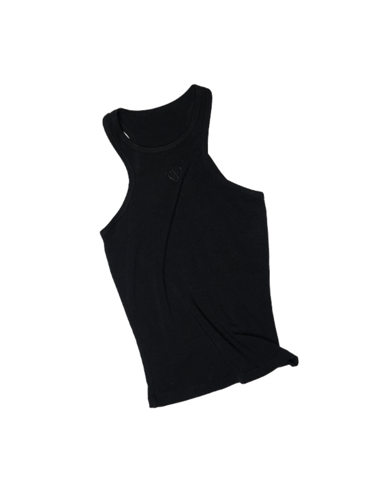 Basic Solid-Color Embroidered Slim-Fit?Vest