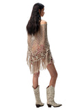 V-Mouth Pointed-Toe Leather Embroidered Denim Boots