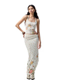 Floral All-Over Printed Big Round Neck Knotted Tank Top
