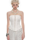 White & Black Jacquard Corset