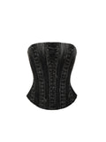 Denim Blue & Black Printed Fishtail Corset