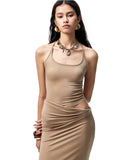 Large Round-Neck Knot Acetate Tank Top & Skirt Set