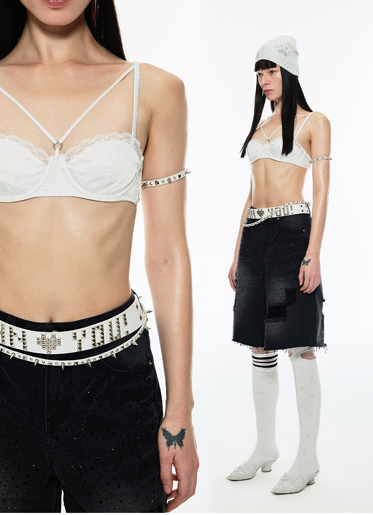 Black & White Lace Satin Camisole
