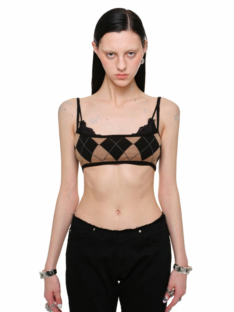 Diamond Pattern Knitted Top & Shorts Set