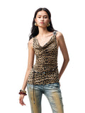 V-Neck Draped Collar Back Knot Tank Top