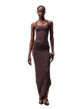 Large Round-Neck Knot Acetate Tank Top & Skirt Set