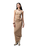 Large Round-Neck Knot Acetate Tank Top & Skirt Set