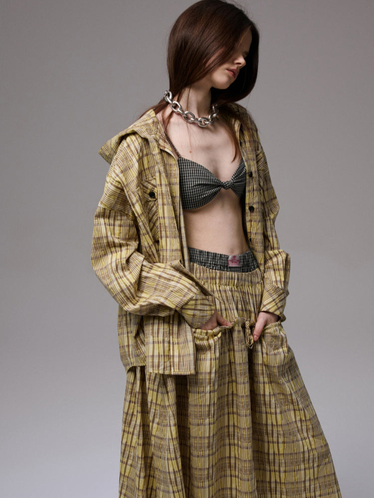 Plaid Hooded Shirt