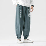 Chinese Style Traditional Clothing Pants for Men Fashion Oriental Japanese Kimono Casual Vintage Crane Embroidery Pants Trousers